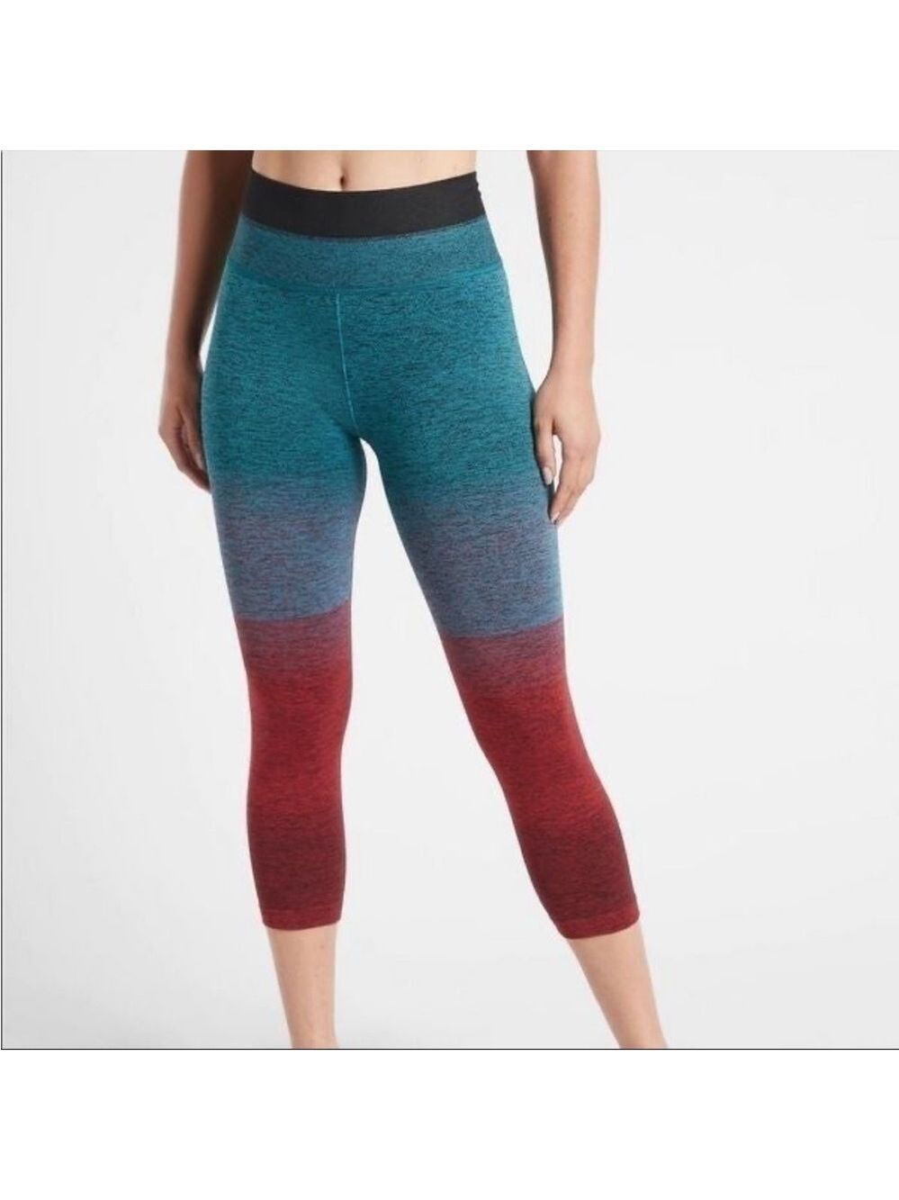 Athleta Relay Capri Leggings Workout Gym Running in Multicolor Ombre Size XS